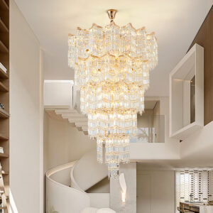 Luxury Large Crystal Chandelier with Gold Frame